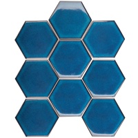 Hexagon big Deep Blue Glossy 95x110