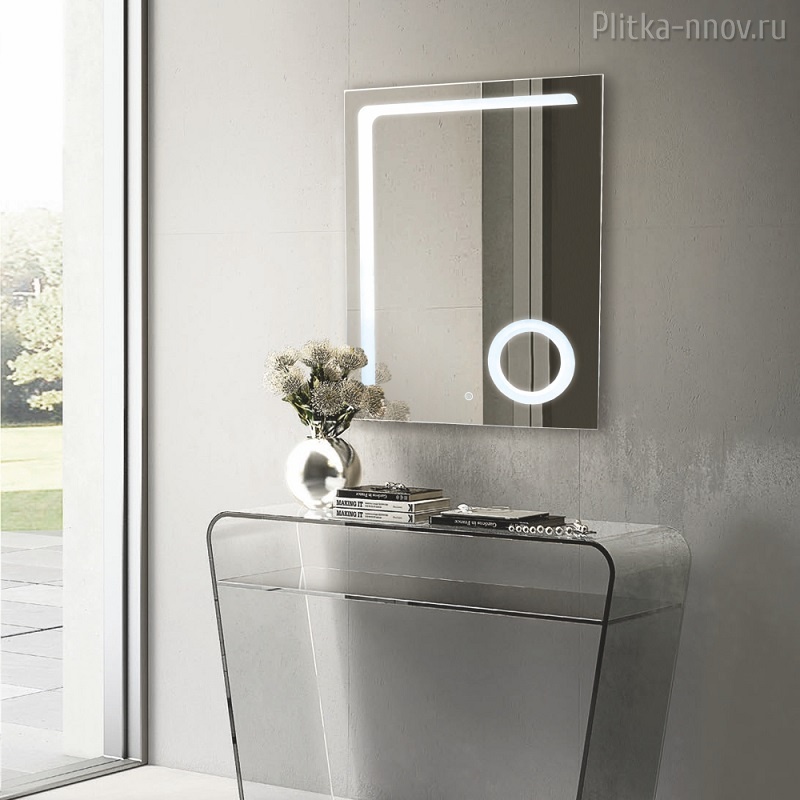 Клио 60х80 Azario Зеркало с LED-подсветкой, сенсорный выключатель, увеличительное зеркало