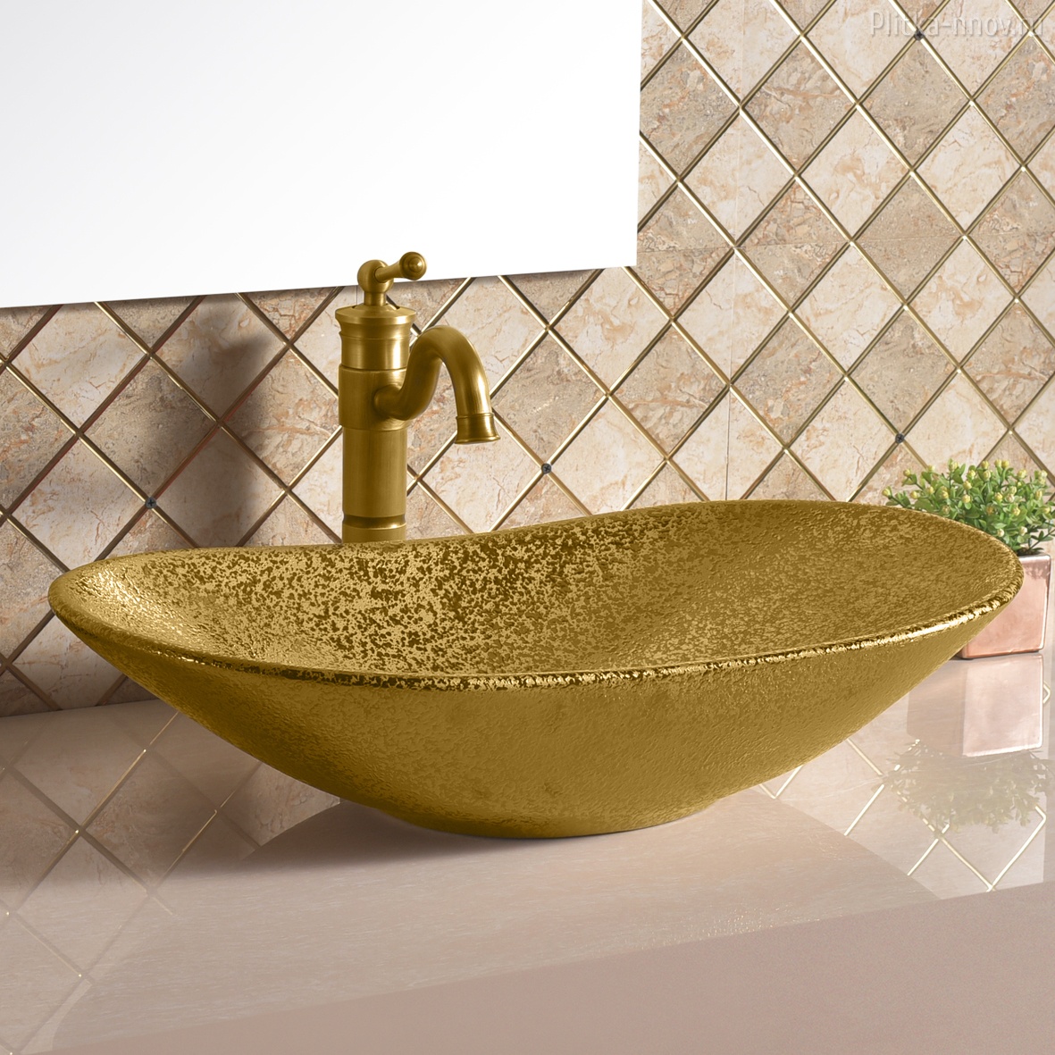 Сатурн PN43903GB 64х36 Умывальник накладной, овальный, золото брашированное Point Сатурн PN43903GB 64х36 Умывальник накладной, овальный, золото брашированное Point