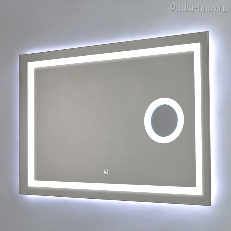 Оптима 91х68 Azario Зеркало LED-подсветка 2 режима, сенсорный выключатель, увеличительное зеркало