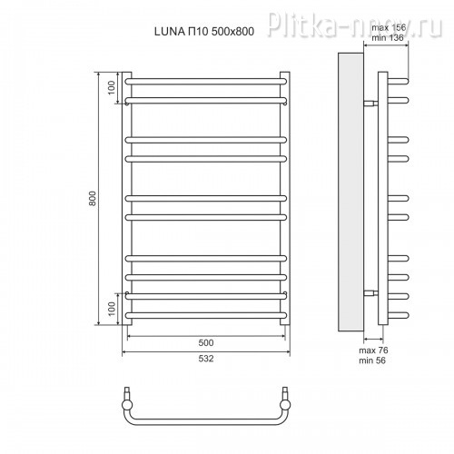 Luna LM41810E П7 500x800, левый/правый Полотенцесушитель электрический Lemark 
