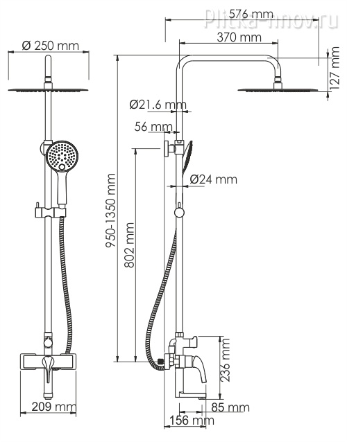 A17101 Душевой комплект со смесителем WasserKRAFT