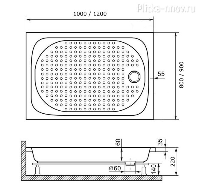 LUX/TN 90х100 RGW акрил. душ.поддон LUX/TN 90х100 RGW акрил. душ.поддон