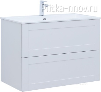 Терра 90 белый матовый Тумба с раковиной Aquanet