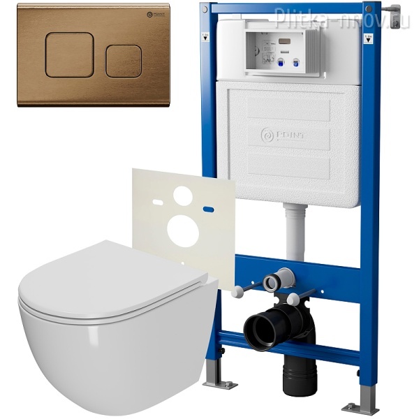 Афина PN48062BB Комплект унитаза с инсталляцией клавишей смыва Бронза Point Афина PN48062BB Комплект унитаза с инсталляцией клавишей смыва Бронза Point