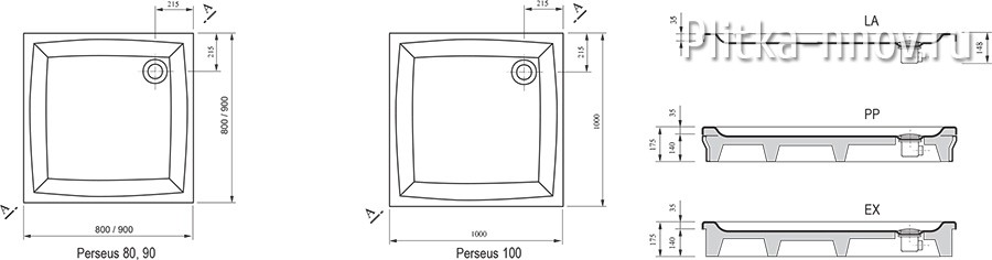 Perseus Galaxy 100х100 ЕХ поддон Ravak Perseus Galaxy 100х100 ЕХ поддон Ravak
