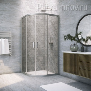 ZS NOVO h2000 110х110 07 07, профиль матовый хром, стекло графит Душевой уголок