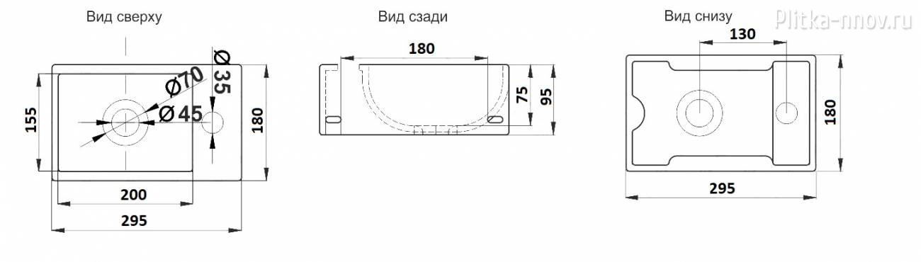 CeramaLux 9048GTL 29x18 Раковина CeramaLux 9048GTL 29x18 Раковина