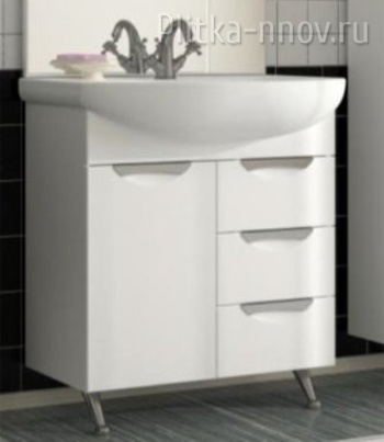 Мессина 70 Тумба с раковиной белый глянец ASB-Mebel