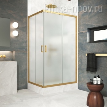 ZA-F Protec 100х70 03 10, профиль золото матовое, стекло сатин Душевой уголок VegasGlass