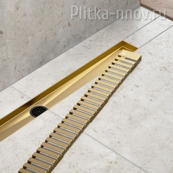 Drain System 800 Золото матовое душевой лоток с вставкой «Lines» TIMO