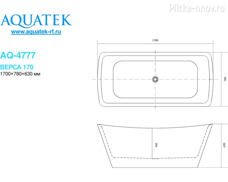 Верса Верса 170x78 AQ-4777 Акриловая ванна Aquatek Верса Верса 170x78 AQ-4777 Акриловая ванна Aquatek
