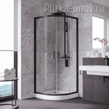 ZS NOVO h2000 110х110 02М 01, профиль черный матовый, стекло прозрачное Душевой уголок