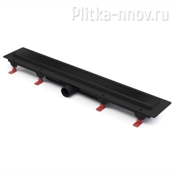 AZ-CH 650 KC D40 Klasik 650 мм, боковой слив, пластиковый, с черной решеткой под плитку (двухсторонняя решетка)