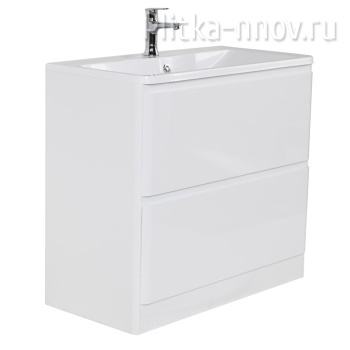 Albano 800-2C-PIA-BL Bianco Lucido / Белый глянец Тумба с белой раковиной BelBagno