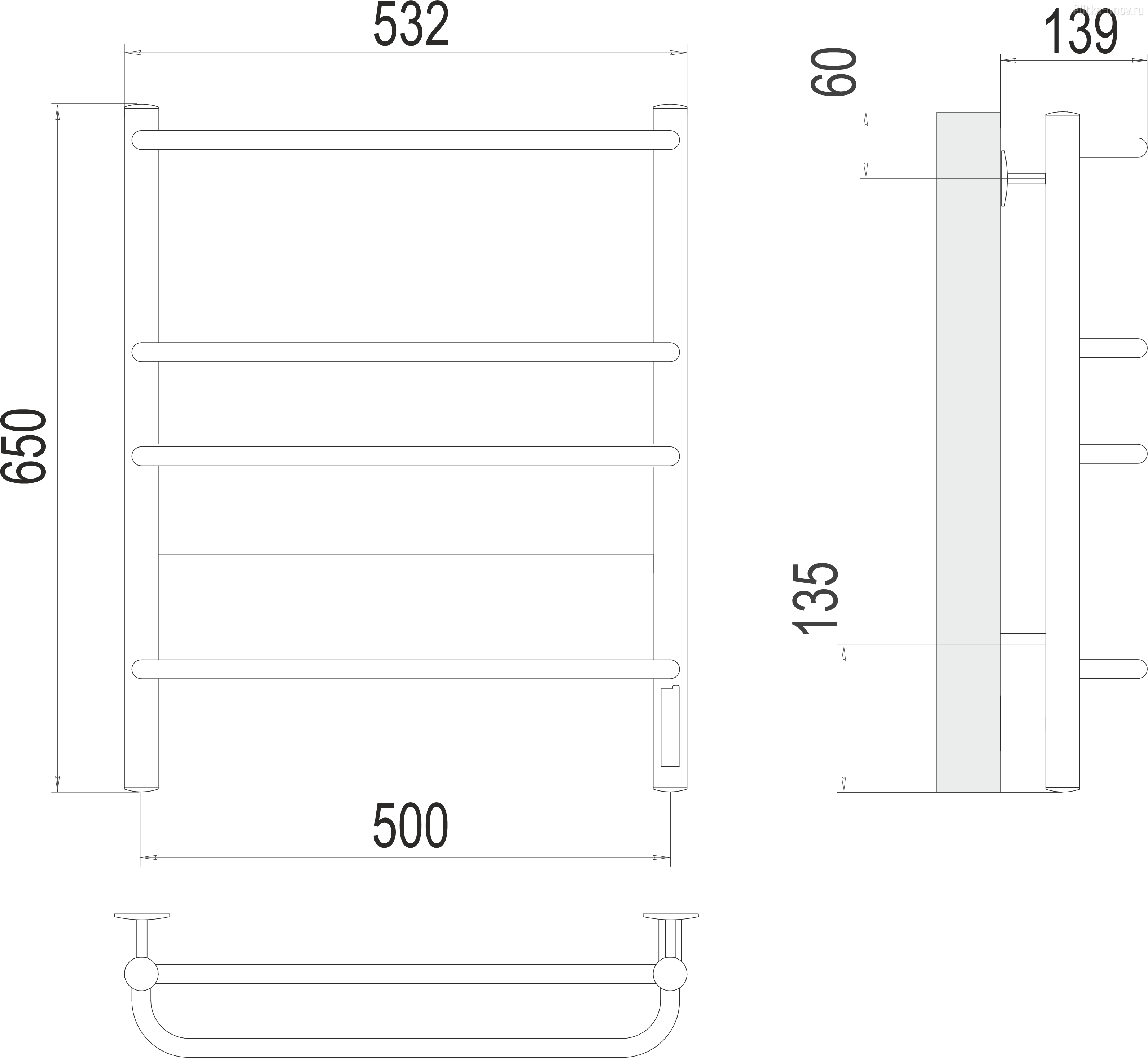 Евромикс П6 500х650 Электро (quick touch) Полотенцесушитель TERMINUS Евромикс П6 500х650 Электро (quick touch) Полотенцесушитель TERMINUS