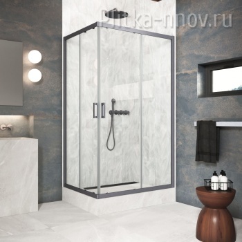 ZA-F Protec 100х85 06 01, профиль GunMetal, стекло прозрачное Душевой уголок