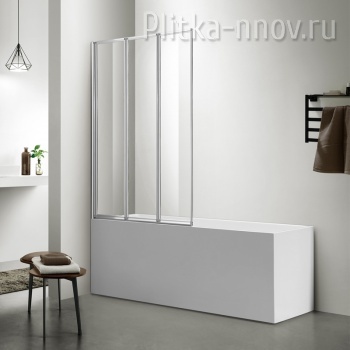 Preston 90х150 AZ-NFC6433 900 Шторка для ванной 3-х секционная, прозрачное стекло Azario