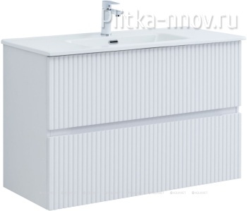 Джейн 100 белый матовый Тумба с раковиной Aquanet 