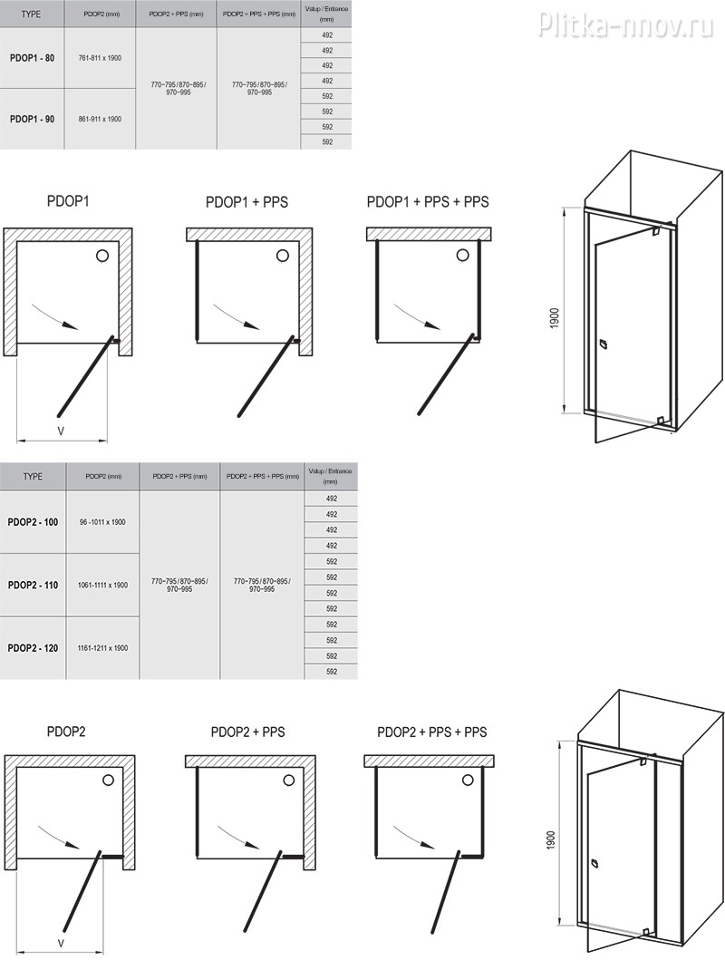 Pivot PDOP1+ PPS 90х80 Ravak черный+прозрачное стекло Pivot PDOP1+ PPS 90х80 Ravak черный+прозрачное стекло