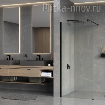 Rur 30W39MB 90 WasserKRAFT Душевая перегородка Черный/ Прозрачное стекло