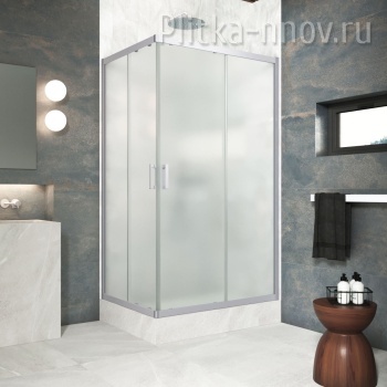 ZA-F Protec 100х85 07 10, профиль хром матовый, стекло сатин Душевой уголок VegasGlass