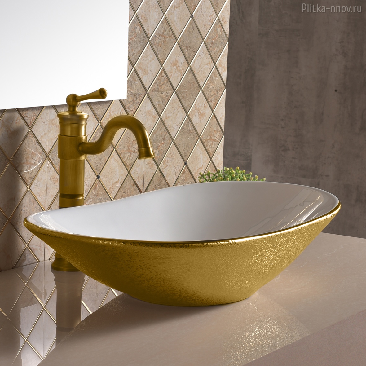 Сатурн PN43903WG 64х36 Умывальник накладной, овальный, золото брашированное Point Сатурн PN43903WG 64х36 Умывальник накладной, овальный, золото брашированное Point