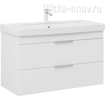 Ирис new 100 белый глянец (2 ящика) Тумба с раковиной Aquanet