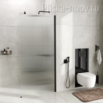 Rur 30W39MB-FL 90 WasserKRAFT Душевая перегородка Черный/Рифленое стекло