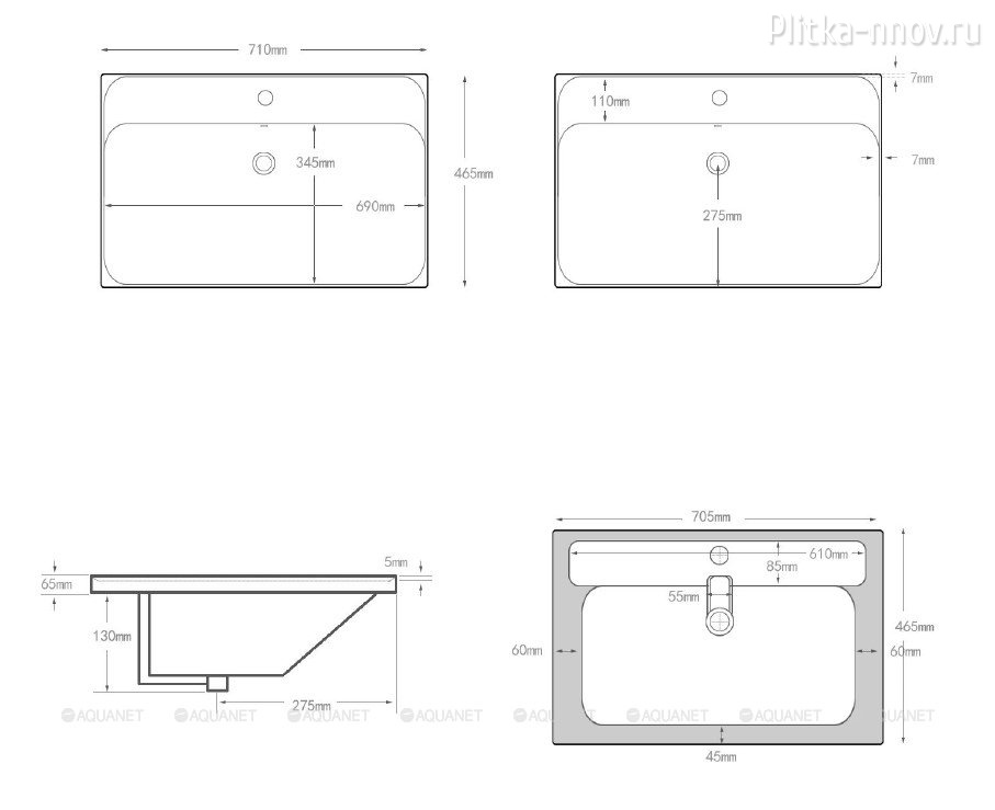 Flash 71х46 Раковина мебельная Aquanet Flash 71х46 Раковина мебельная Aquanet