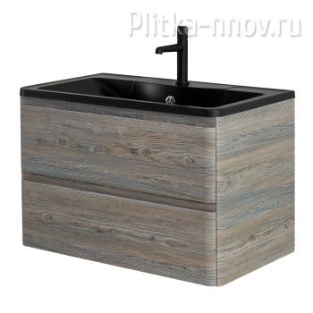 Albano 800-2C-SO-PS Pino Scania / Текстурированное Тумба с черной раковиной BelBagno