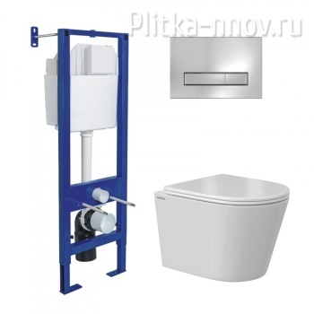 ATOM 043381 Комплект унитаза VITA с инсталляцией, и клавишей ATOM LINE хром глянец Berges  