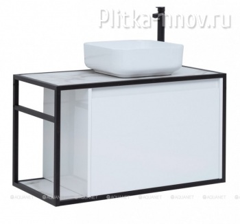 Nova Lite 90 Loft белый L/R Тумба под раковину со столешницей мрамор( без раковины!) Aquanet