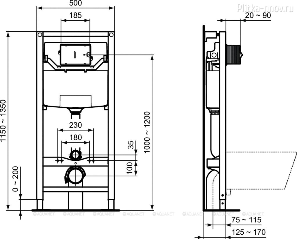 Prosys R027767 Ideal Standard Инсталляция для унитаза пневмотическая Prosys R027767 Ideal Standard Инсталляция для унитаза пневмотическая