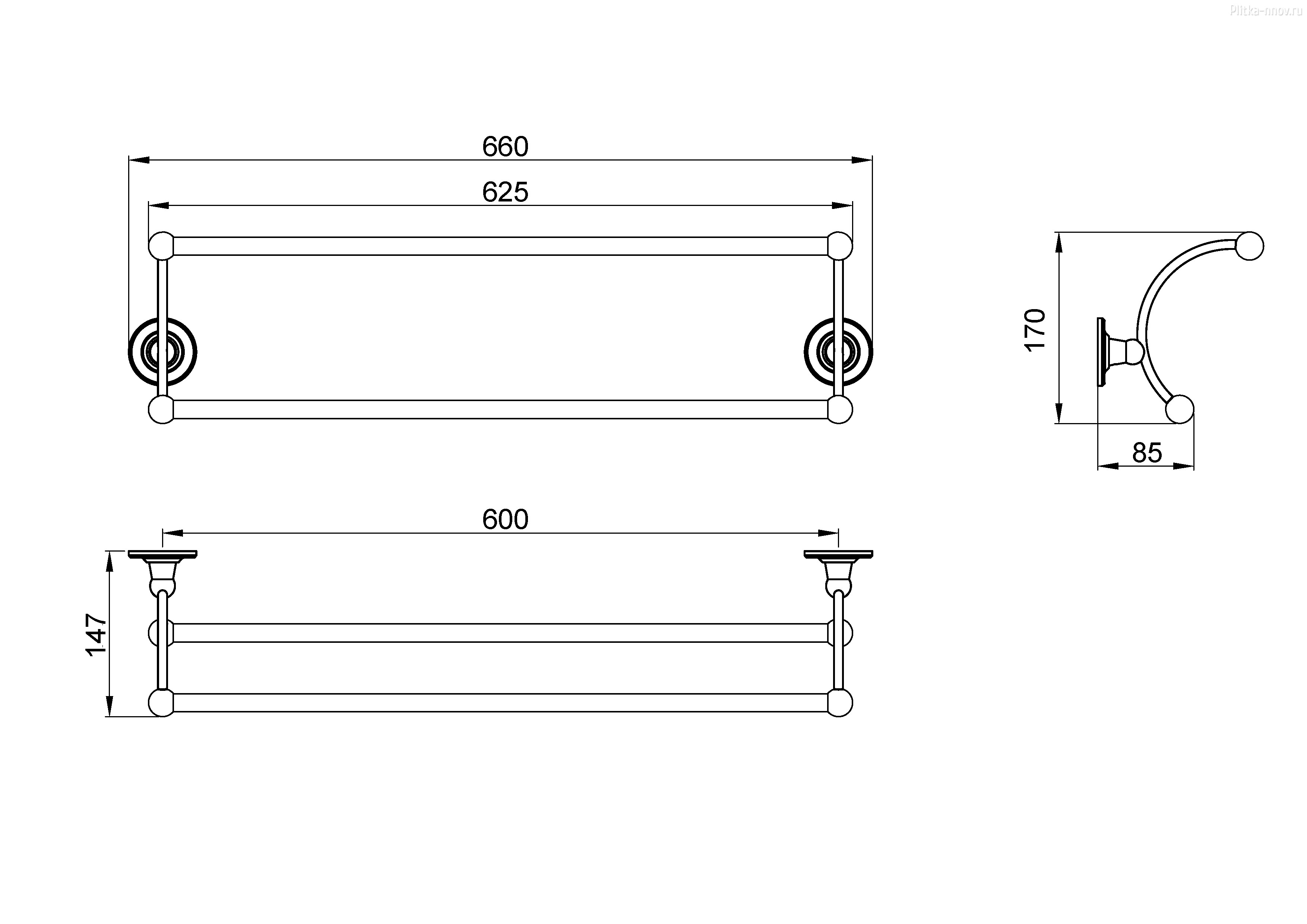 Nelson 160056/02 Антик Полотенцедержатель двойной Nelson 160056/02 Антик Полотенцедержатель двойной