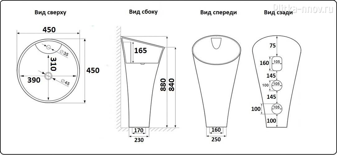 CeramaLux WK8100-1 45x45 Умывальник CeramaLux WK8100-1 45x45 Умывальник
