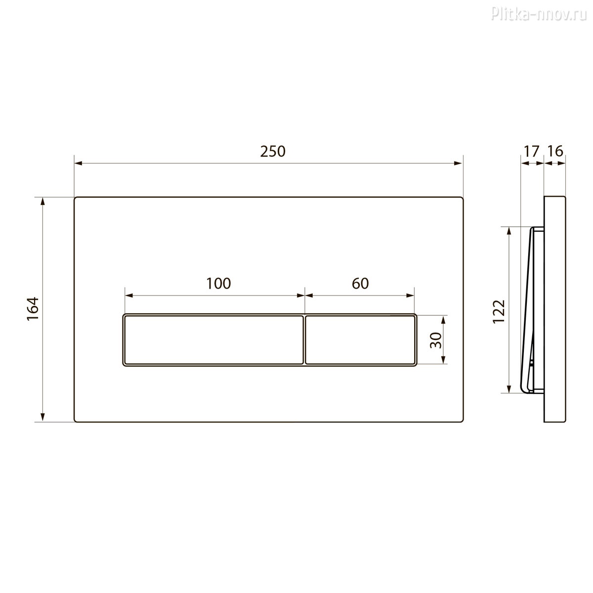 Меркурий PN44831C, хром Клавиша смыва Point Меркурий PN44831C, хром Клавиша смыва Point