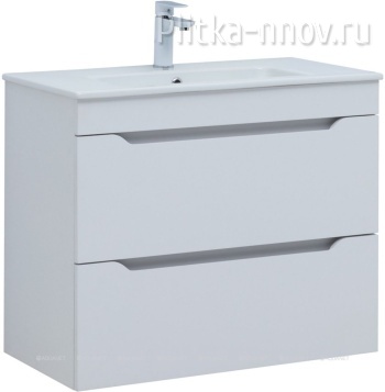 Практика 80 белый матовый (2 ящика) Тумба с раковиной Aquanet