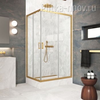 ZA-F Protec 100х85 03 01, профиль золото матовое, стекло прозрачное Душевой уголок VegasGlass