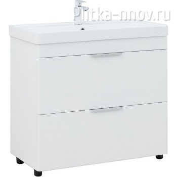 Ирис new 90 белый глянец (2 ящика) Тумба с раковиной напольная Aquanet