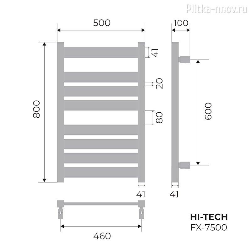 HI-TECH 800х500 FX-7500W, белый Полотенцесушитель электрический Fixsen HI-TECH 800х500 FX-7500W, белый Полотенцесушитель электрический Fixsen