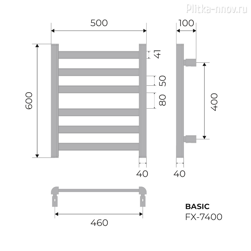 BASIC 600х500 FX-7400W, белый Полотенцесушитель электрический Fixsen BASIC 600х500 FX-7400W, белый Полотенцесушитель электрический Fixsen