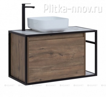 Nova Lite 90 Loft дуб рустикальный L/R Тумба под раковину со столешницей мрамор( без раковины!) Aquanet