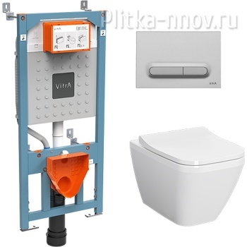 Integra Square 9856B003-7206 с сиденьем Микролифт и клавишей смыва Хром матовый VitrA