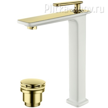 Mista LM6409WG Lemark Смеситель для раковины белый/золото