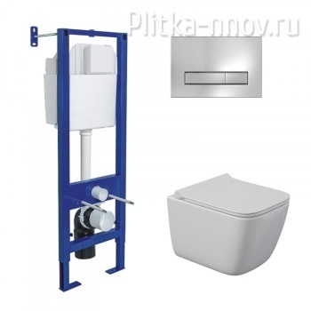 ATOM 043361 Комплект унитаза QUATTRO S с инсталляцией, и клавишей ATOM LINE хром глянец Berges
