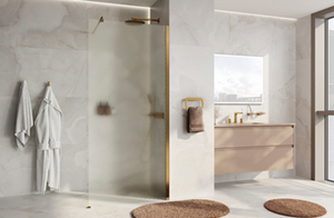 Rur 30W39BG-FL 90 WasserKRAFT Душевая перегородка Матовое золото/Рифленое стекло