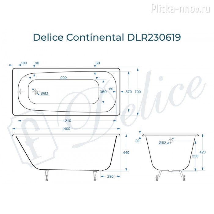 Continental 140х70 DLR230619 Ванна чугунная Delice Continental 140х70 DLR230619 Ванна чугунная Delice