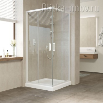 ZA NOVO 110х110 01 01, профиль белый, стекло прозрачное Душевой уголок