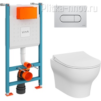 Zentrum Round 9879B003-7200 с сиденьем Микролифт и клавишей смыва Хром глянцевый VitrA